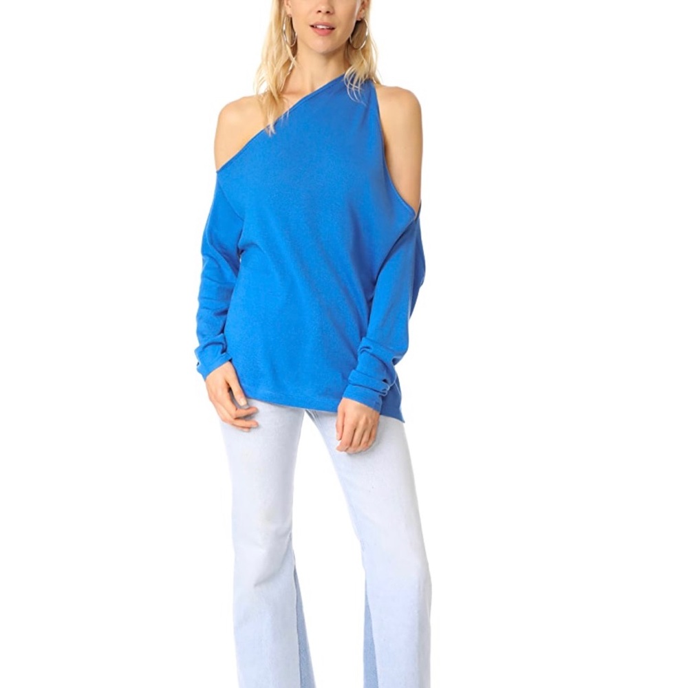 Dion Lee falling knit sweater in cerulean blue